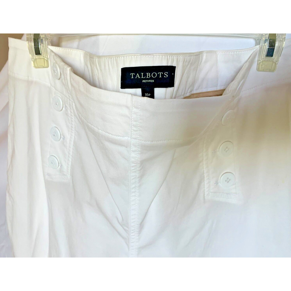 Talbots White Stretch Wide Leg Sailor Pants Women’s Size 16Petite - Picture 3 of 9